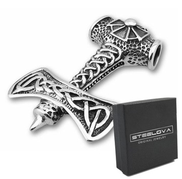 DUŻY MŁOT THORA + ŁAŃCUSZEK STAL 316L JAKOŚĆ