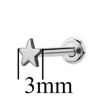 TYTAN labret 1,2x6 odkręcana ozdoba gwiazda 3mm