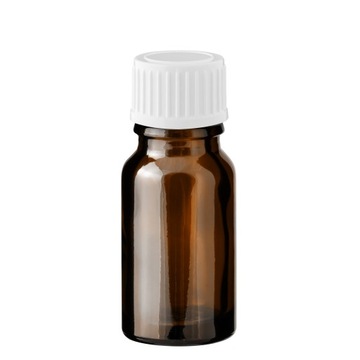 Butelka szklana brązowa 10 ml z nakrętką białą