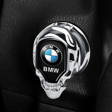 Наклейка старт-стоп в салоне автомобиля BMW с черепом