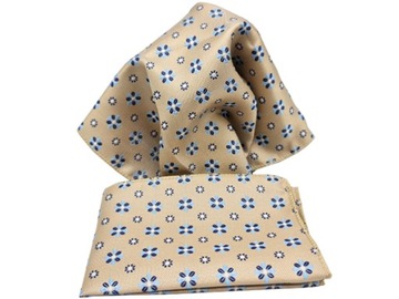 BEŻOWA WE WZORY POSZETKA WYPUSTKA BUTONIERKA