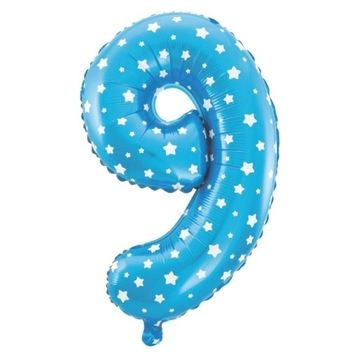 BALON CYFRA 9 NIEBIESKI BALONY URODZINOWE URODZINY