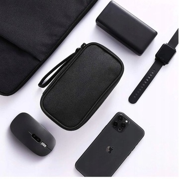 ЧЕРНЫЙ ЧЕХОЛ-ОРГАНИЗАТОР ДЛЯ КАБЕЛЕЙ USB-ЗАРЯДНЫЕ УСТРОЙСТВА С ДВОЙНОЙ МОЛНИЕЙ