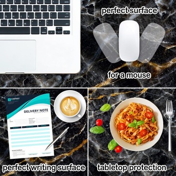 Защитная накладка 90х45 на письменный стол Черный Мрамор