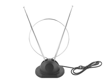 Antena DVB-T POKOJOWA TV FM składana z podstawką