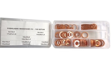 PODKŁADKA uszczelka miedziana CU ZESTAW 120 szt