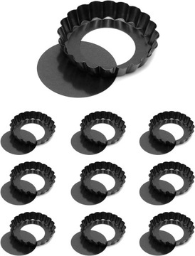 10-częściowa forma do tart Ø10cm z podnoszoną podstawą, foremki na mini tar