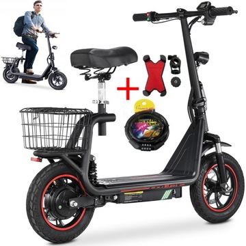 skuter elektryczny z siedziskiem BOGIST 750W 48km/h 12” opony pneumatyczne
