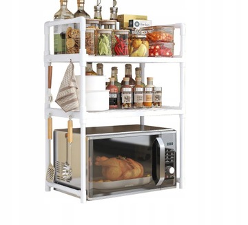 PÓŁKA KUCHENNA pod mikrofalówkę SZAFKA ORGANIZER BIAŁA 3poziomy 48cm REGAŁ