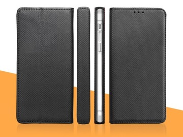 ETUI Z KLAPKĄ DO IPHONE 11 CZARNE ZAMYKANE MAGNETYCZNE KABURA FLIP + SZKŁO