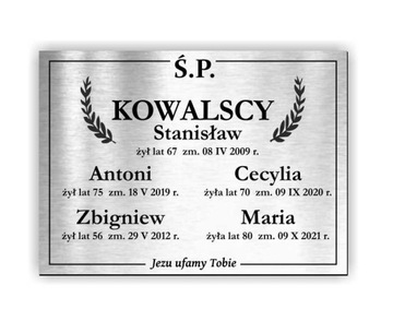 Tablica nagrobna GRUBA tabliczka na grób krzyż