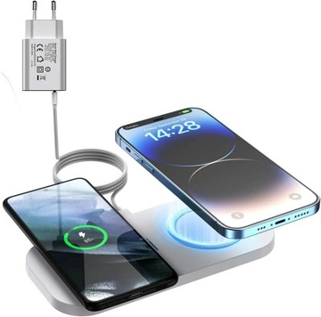 JoyGeek Bezprzewodowa ładowarka 2 w 1, indukcyjna stacja ładująca do iPhone