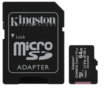 Карта памяти KINGSTON 64 ГБ SD MICRO HC + адаптер