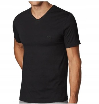 HUGO BOSS _ Nowa Czarna Koszulka V-neck Haft _ M