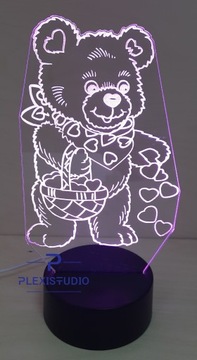3D СВЕТОДИОДНЫЙ НОЧНИК, МЕДВЕДЬ, РАЗНОЦВЕТНЫЙ, ПУЛЬТ USB USB