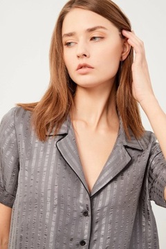 Gray Short Sleeve Oversize Shirt