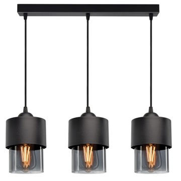 Lampa Wisząca Żyrandol Klosze Metal Szkło Grafit