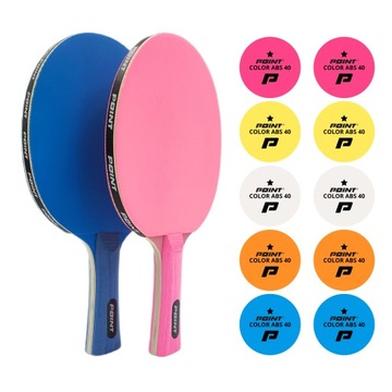 Zestaw rakietek POINT COLOR BLUE/ROSE + 10 kolorowych piłeczek
