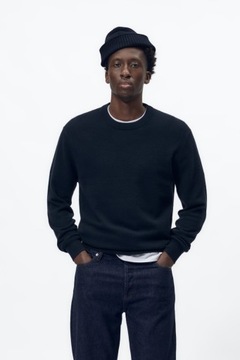 ZARA ORIGINS SWETER KASZMIR LUX GRANATOWY S WIOSNA