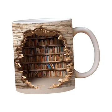 Miłośnicy książek Kubek do kawy 3D Kubek na półkę na książki Prezent dla czytelników Bookworm Style B