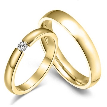 КО19 ЗОЛОТОЕ ОБРУЧАЛЬНОЕ КОЛЬЦО ЦИРКОНИЙ СТАЛЬ 316 1ШТ.