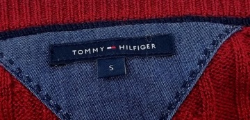 Tommy Hilfiger Bordowy Sweter Z Wełną 36 S