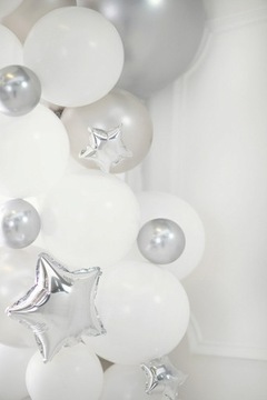 BALONY GLOSSY 12 CM SREBRNY 50 SZT ŚLUB KOMUNIA