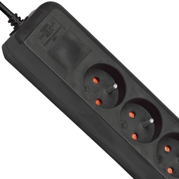 Przedłużacz Listwa Zasilająca Czarna 6 Gniazd Kabel 1,5m Certyfikat CE