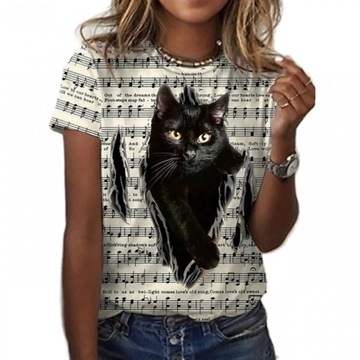 T-shirt damski koszulka 3D pies kot zwierzęcy
