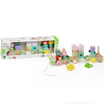 DREWNIANA KOLEJKA GĄSIENICA MONTESSORI UKŁADANKA CIAGNIĘCIA CLASSIC WORLD