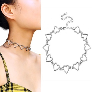 Naszyjnik srebrny choker Serce Modny