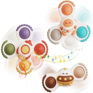 Набор космических спиннеров Погремушки с присоской 3 шт. Прорезыватель