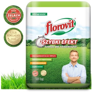 FLOROVIT Nawóz do trawy trawnika Szybki Efekt 25kg DUŻA ZAWARTOŚĆ ŻELAZA