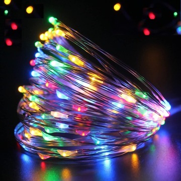 LAMPKI DRUCIKI 50 LED NA BATERIE KOLOROWE 5 m 50 lampek