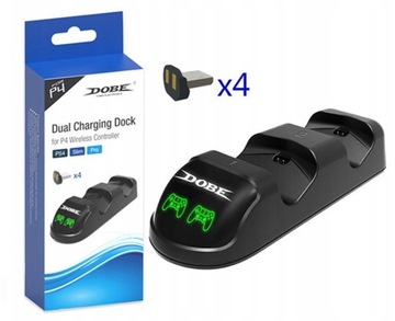 Ładowarka Stacja dokująca 2 Pady PS4 + 4 Adaptery