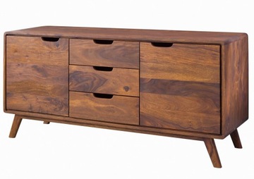 KOMODA Drewniana z szufladami Lity Palisander Lakierowany RETRO Ciemny Brąz