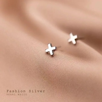 Gold Silver Color Simple Mini Cross Stud Earrings