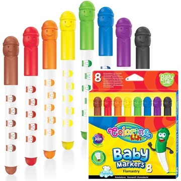FLAMASTRY PISAKI ZMYWALNE BUŹKI COLORINO KIDS 8kol