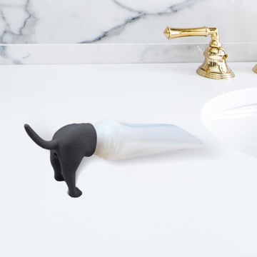 Шапочка для зубной пасты какающей собаки. Дозатор для зубной пасты. Шапка. Уникальный реквизит для трюков. Серый цвет.