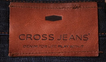 CROSS JEANS spodnie STRAIGHT regular NAVY blue DYLAN _ W36 L30