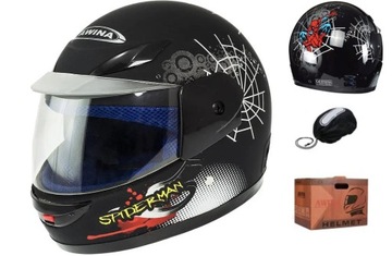MINI KASK DZIECIĘCY Czarny Mat Black Matt SPIDERMAN JUNIOR SKUTER 51-53