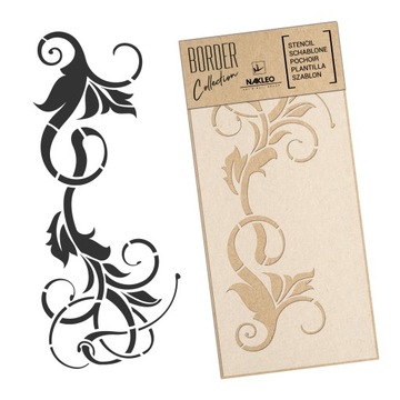 Szablon Malarski BORDIURA Wielorazowy 21x45cm Border ROŚLINY Dekor LIŚCIE