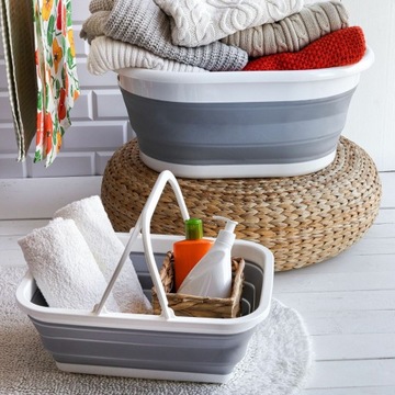 PIKNIKOWY KOSZYK na zakupy uniwersalny KOSZYK SKŁADANY 38 cm Silico