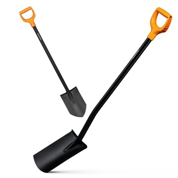 ЛОПАТА Острая прямая Fiskars МЕТАЛЛИЧЕСКАЯ ЛОПАТА С ПРОЧНОЙ РУЧКОЙ, НАБОР 2 шт.