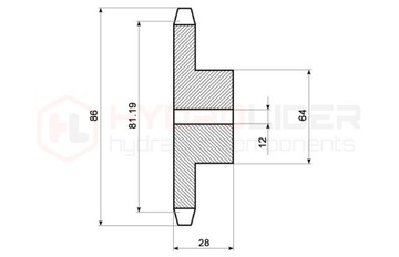 Koło zębate łańcuchowe hartowane 20 zębów 1/2