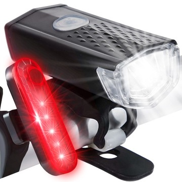 ZESTAW LAMPEK ROWEROWYCH LED PRZÓD I TYŁ DO ROWERU + USB LAMPKI ROWEROWE