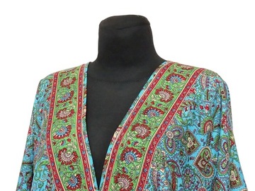 SUKIENKA Indyjska BOHO falbany TUNIKA (066) jedwab SILK INDIA ONE SIZE