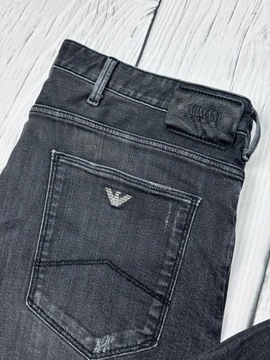 ARMANI JEANS J06 Jeansy Męskie Spodnie Slim Fit z Dziurami Logowane W36 L34