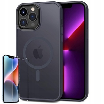MATOWE ETUI OBUDOWA MAGSAFE DO IPHONE 13 PRO MAX KOLORY + SZKŁO HARTOWANE