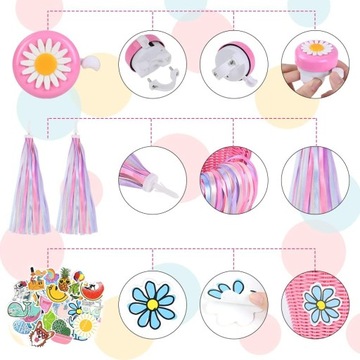 ВЕЛОСИПЕДНАЯ КОРЗИНА ДЛЯ ДЕВОЧЕК ВЕЛОСИПЕДНЫЕ АКСЕССУАРЫ РОЗОВЫЕ + НАКЛЕЙКИ 30x